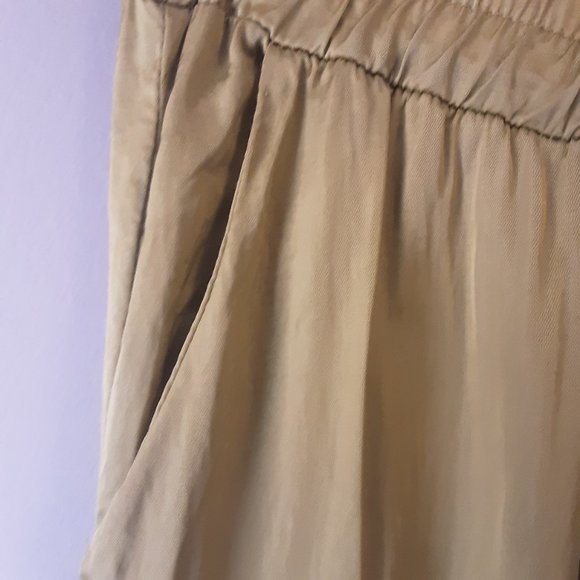 Made in Italy Giulia Dal Piano Gold Coloured Silky Flowy Wide Leg Pants Size L - Picture 11 of 16